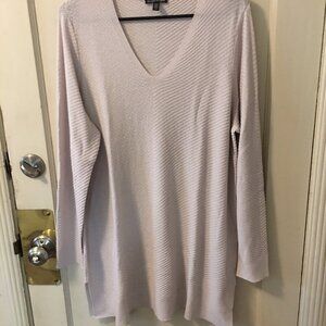 EILEEN FISHER Sweater Long V-Neck Tunic 100% Merino Wool - Large